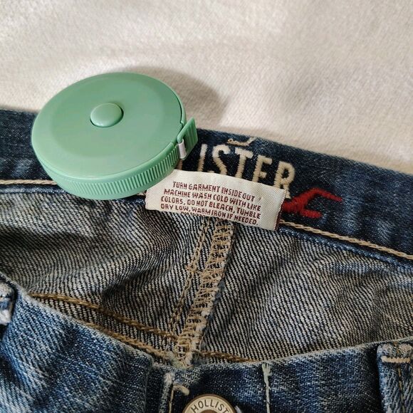 Vtg Hollister Micro Mini Denim Pleated Low Rise Skirt Y2K Distressed Size 0 - Picture 8 of 9